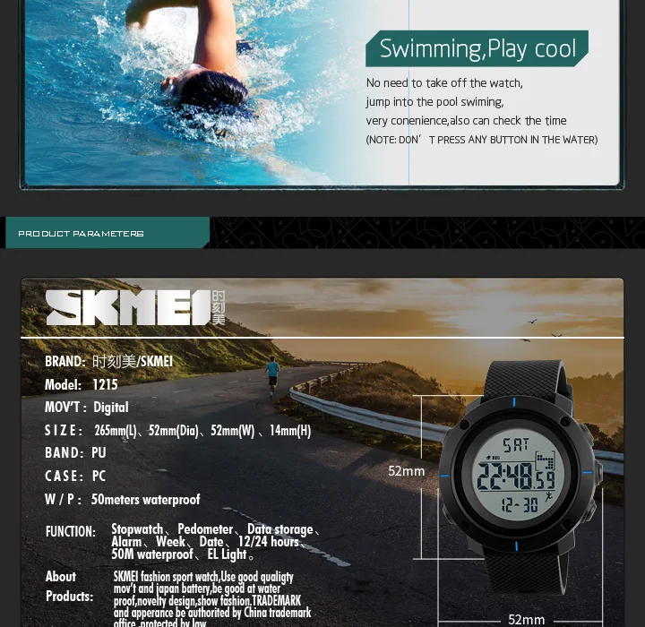 Шагомер спортивные часы для мужчин SKMEI бренд 50 м водонепроницаемый Светодиодный Цифровой Chrono калории Будильник Открытый военный наручные часы