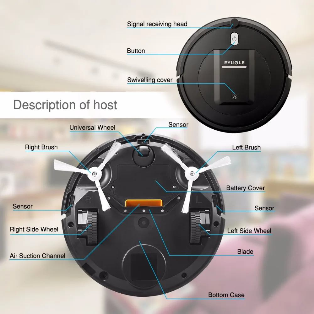 Eyugle KK290A подметальный робот-пылесос 500pa всасывающий 3 режима очистки 5 см Анти-падение анти-столкновения робот-пылесос