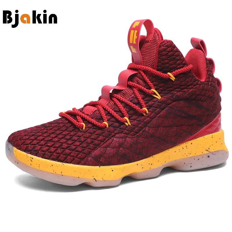 

Bjakin New High Top Cushioning Basketball Shoes Lace Up Shockproof Basketball Boots Rubber Sole Athletic Outdoor Sport Shoes