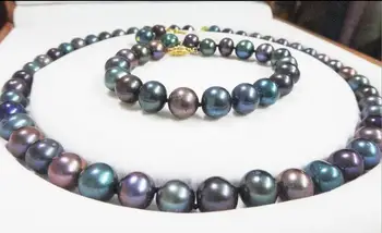 

Beautiful 8-9 mm natural multicolor pearl necklace 18 " bracelet 8" earrings