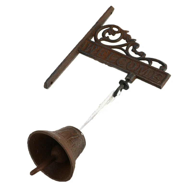 Nordic Style Vintage Brown Metal Iron Door Bell Wall Mounted Welcome Cast Wireless DoorBell Porch Garden Decoration Nordic Style Vintage Brown Metal Iron Door Bell Wall Mounted Welcome Cast Wireless DoorBell Porch Garden Decoration