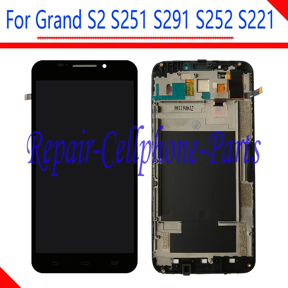 

5.5 inch New Black Full LCD DIsplay + Touch Screen Digitizer Assembly With Frame For ZTE Grand S2 S 2 II S251 S291 S252 S221