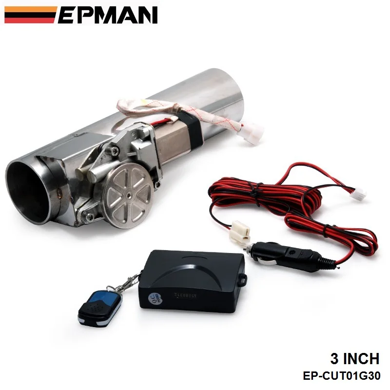 EPMAN - 3.0" Electric I-Pipe Exhaust Downpipe Cutout E-Cut Out Valve System Kit+Remonte For VW PASSAT AUDI EP-CUT01G30
