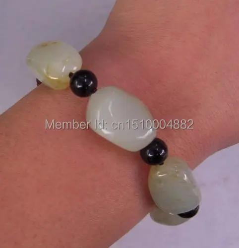 

shitou 00268 Old Chinese Nephrite Jade Carved Chain Bracelet Bangle