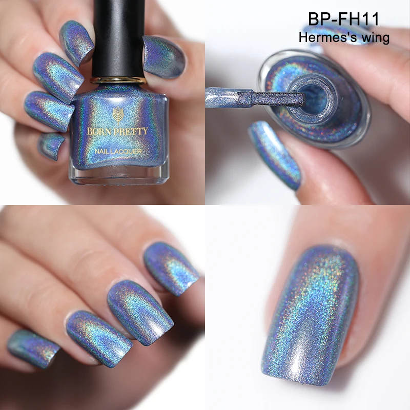 BORN PRETTY Holo flowresh серия лак для ногтей 6 мл Голографический лазерный лак для ногтей сияющий блеск лак для ногтей полуперманентное масло