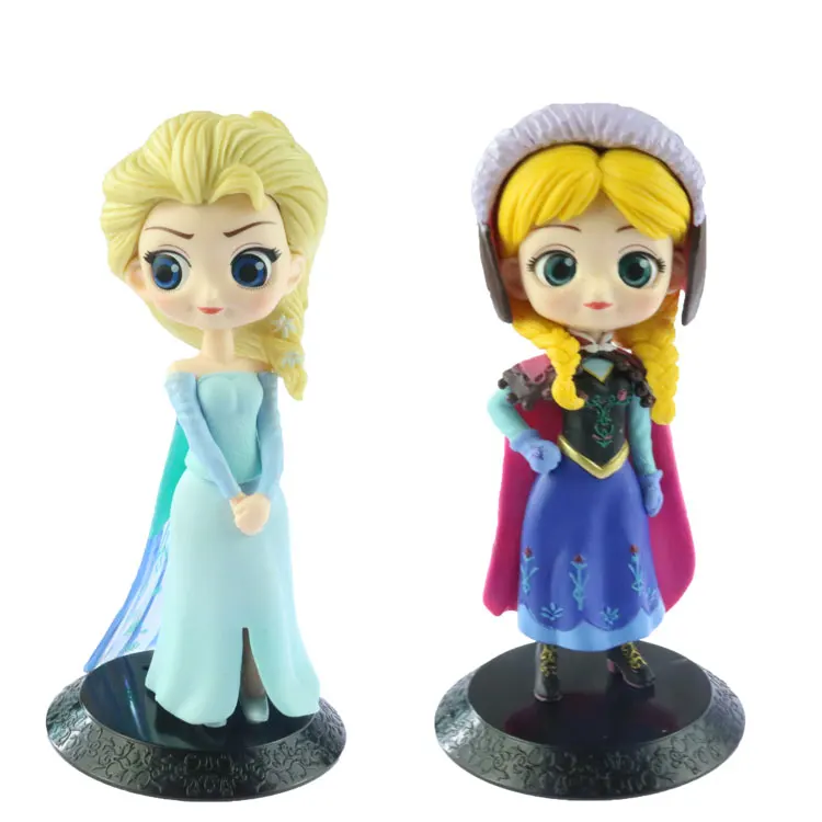 Disney Princess Toys Q Posket Frozen Elsa Anna Pvc Action Figures Snow White Merida Dolls Kids Toys For Girls Gift