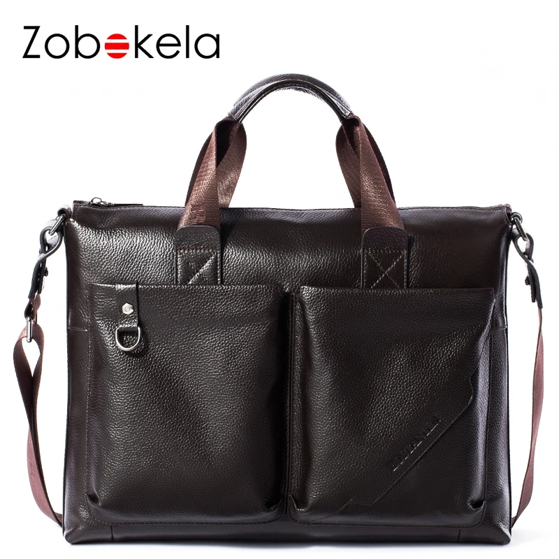 

ZOBOKELA Men Briefcase 2017 New Soft Leather Handbags Men Shoulder Messenger Bag Crossbody Bag Travel Bag Leather Laptop Bag