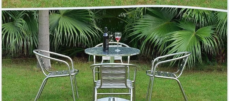 Балконный стол и стулья для наружного кофе из нержавеющей стали сочетание простой и повседневной алюминиевой мебели для патио наборы