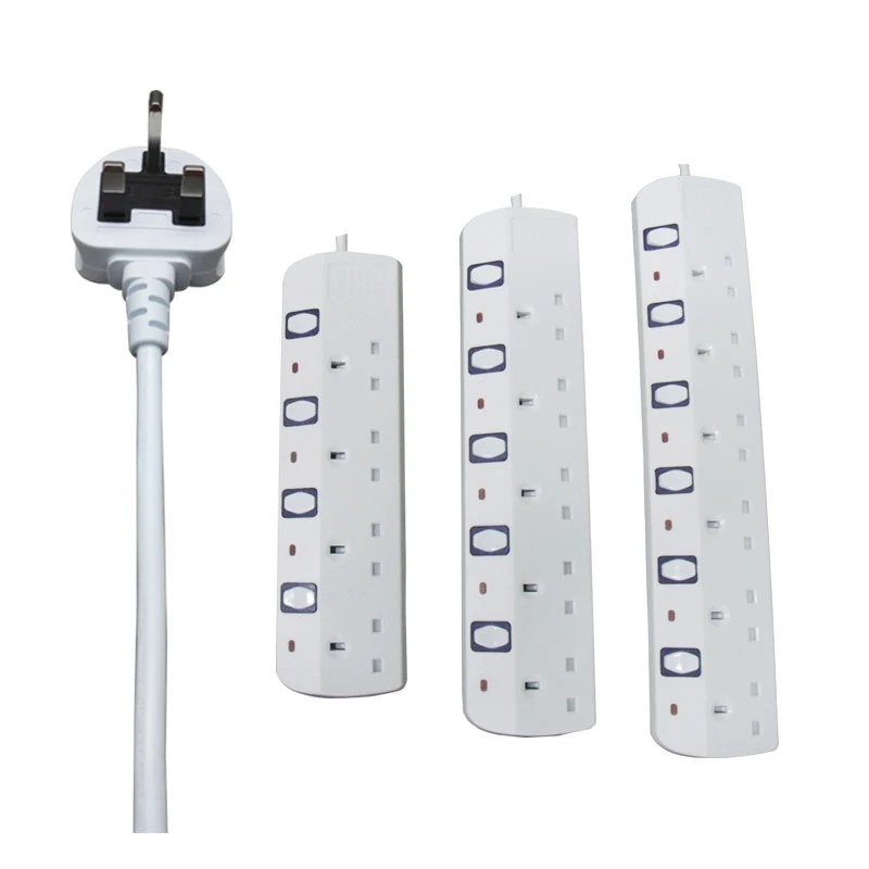 

250V 13A UK Extension Socket Overload Plug 4 5 6 Outlet Power Strip With 3M Cord Individual Switch Power Socket