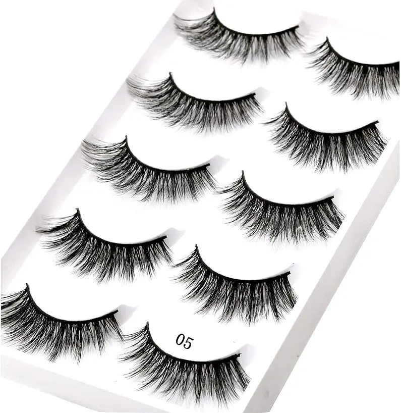 HBZGTLAD 5 pairs thick false eyelashes black long 3d mink eyelashes eyelash extension professional mink lashes makeup eye lashes