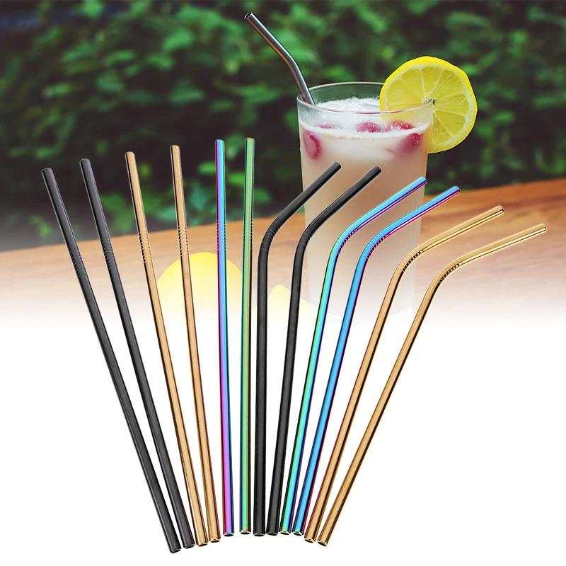 

Stainless Steel Drinking Straws Reusable Drinking Straw with Cleaner Brushes Party Bar Kitchen Drinking Accessories