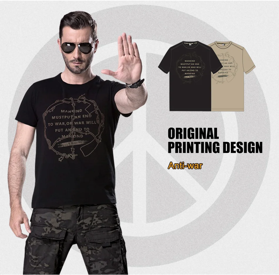 FREE SOLDIER outdoor sports camping hiking tactical round neck t shirt for men short sleeve in summer