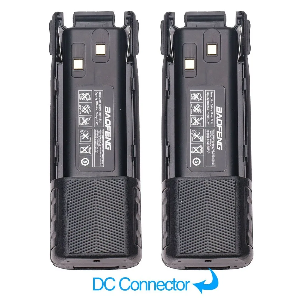 

2pcs BAOFENG UV-82 BL-8 7.4V 3800mAh Li-ion Battery with DC Connector For Baofeng Walkie Talkie BF-UV82 UV-82HP UV 82 Plus Radio
