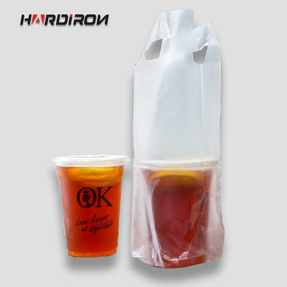 Сумка тоут для кофе HARDIRON белая прозрачная упаковка карман одна и двойная чашка