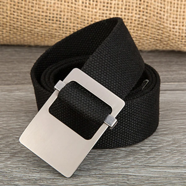 140CM Unisex Men Women Military Solid Belt Adjustable Buckle Weave Canvas Waistband Pants Strip