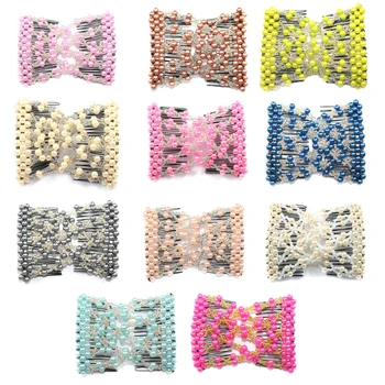 

Double Fashion Hair Comb Magic Beads Elasticity Clip Stretchy Hair Combs Clips Hot Selling Droppshipping