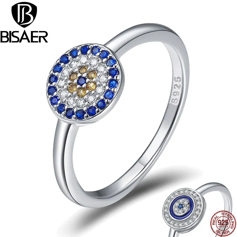 

Valentine's Day 100% 925 Sterling Silver Blue CZ Evil Eye Of Guardian Rings For Women Sterling Silver Jewelry Wedding Gift