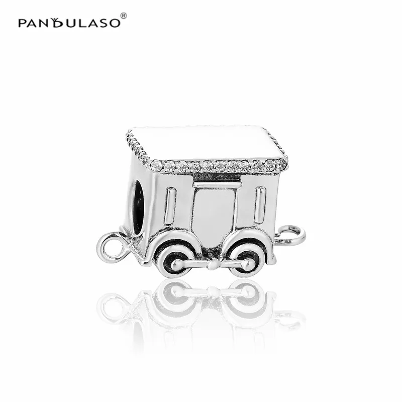 

Pandulaso Long Train Cabin Crystal Charms For DIY Jewelry Making Fit Women Fashion Silver 925 Bracelets Jewelry Clear CZ Charms