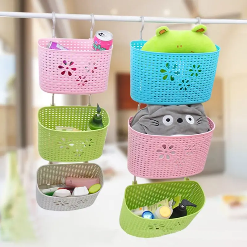 S/M المنزل المطبخ شماعة بلاستيكية سلة التخزين الحمام شنقا رف المنظم متعددة الوظائف دش الحمام اكسسوارات