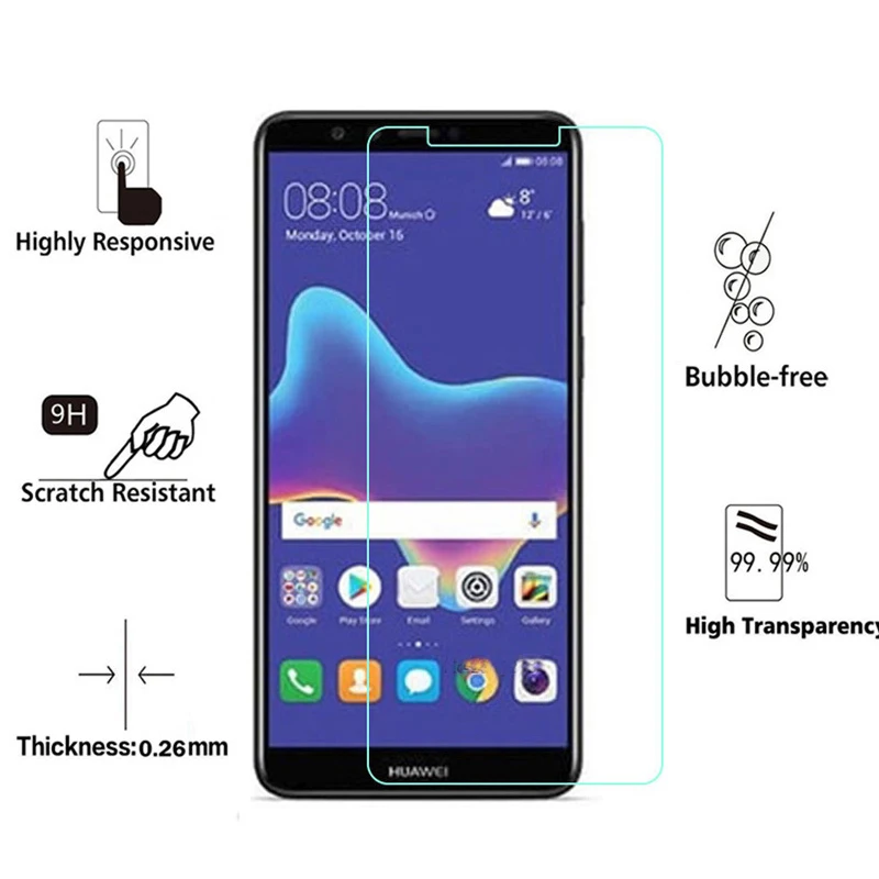 Защитное стекло для Huawei Y7 Prime 2018 защитная пленка экрана Y7prime закаленное Y3 Y5 Y6 2017 Y9 P