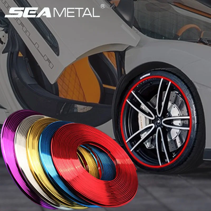 

8M Car Wheel Rim Sticker Chrome Wheel Decoration Auto Tire Hubs Rims Plated Strip Protection Decoration Car Styling Accessories