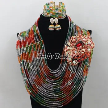 

Fashionable African Beads Jewelry Sets Crystal Beads Jewelry Set 4MM 20 Rows Nigerian Wedding Necklace Jewelry Set AIJ187