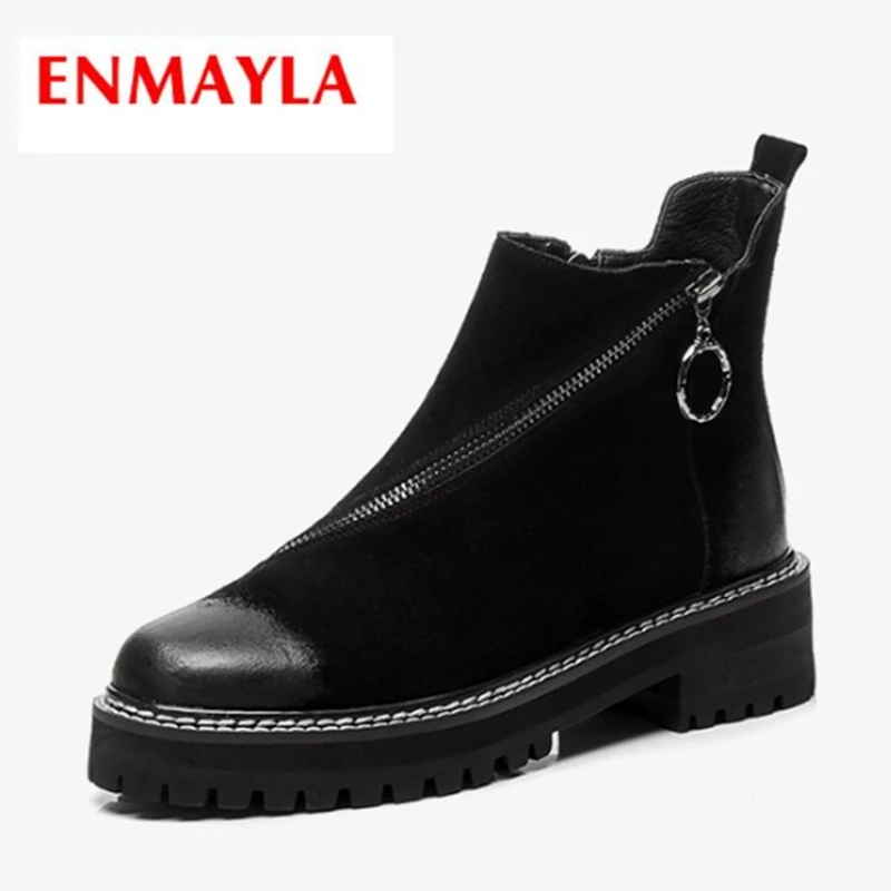 

ENMAYLA Round Toe Ankle Kid Suede Botas Mujer Invierno Zapatos De Mujer Ankle Boots for Women Size 34-41 ZYL1929