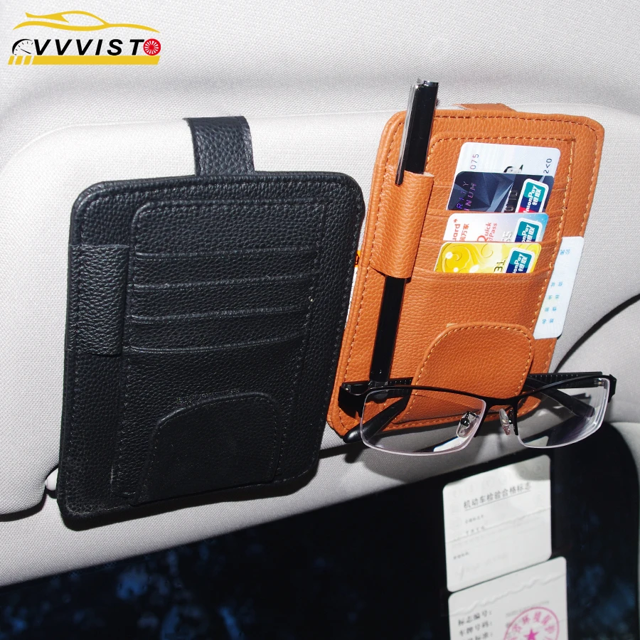 

2019 VVVIST Car Sun Visor Pocket Organizer Pouch Bag Card Pen Glasses Storage Holder Car Interior Accessories Stowing Tidying PU