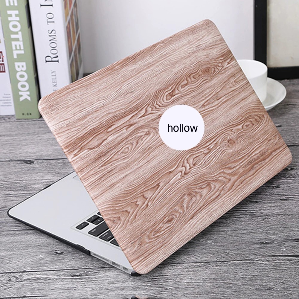

Wood Grain Laptop Case Cover for Macbook Air Pro Retina Touchbar 11 12 13 15 inch Fashion Notebook Protective Shell Hollow Logo