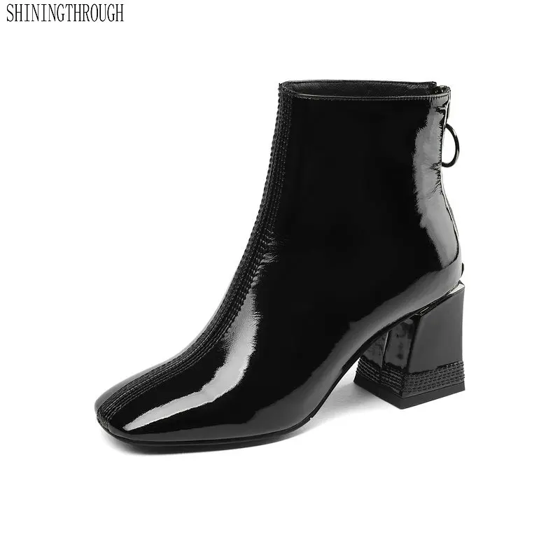 

Brand Women Basic Boots High Heeled Autumn Winter Warm Short Ladies Shoes Woman back Zipper High Motorcycle Boots Pumps