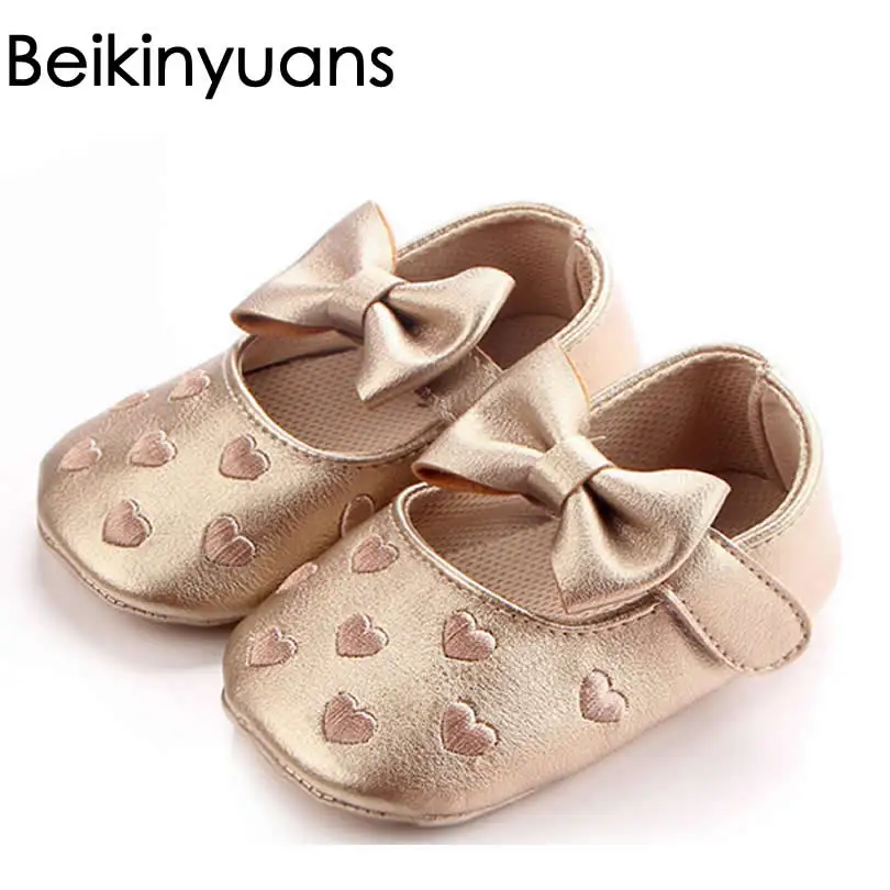 

Embroidered Heart Bowknot Baby Shoes Autumn Newborn Photo Baby First Walkers pu leather Baby Girl Toddler Ballerina Shoes