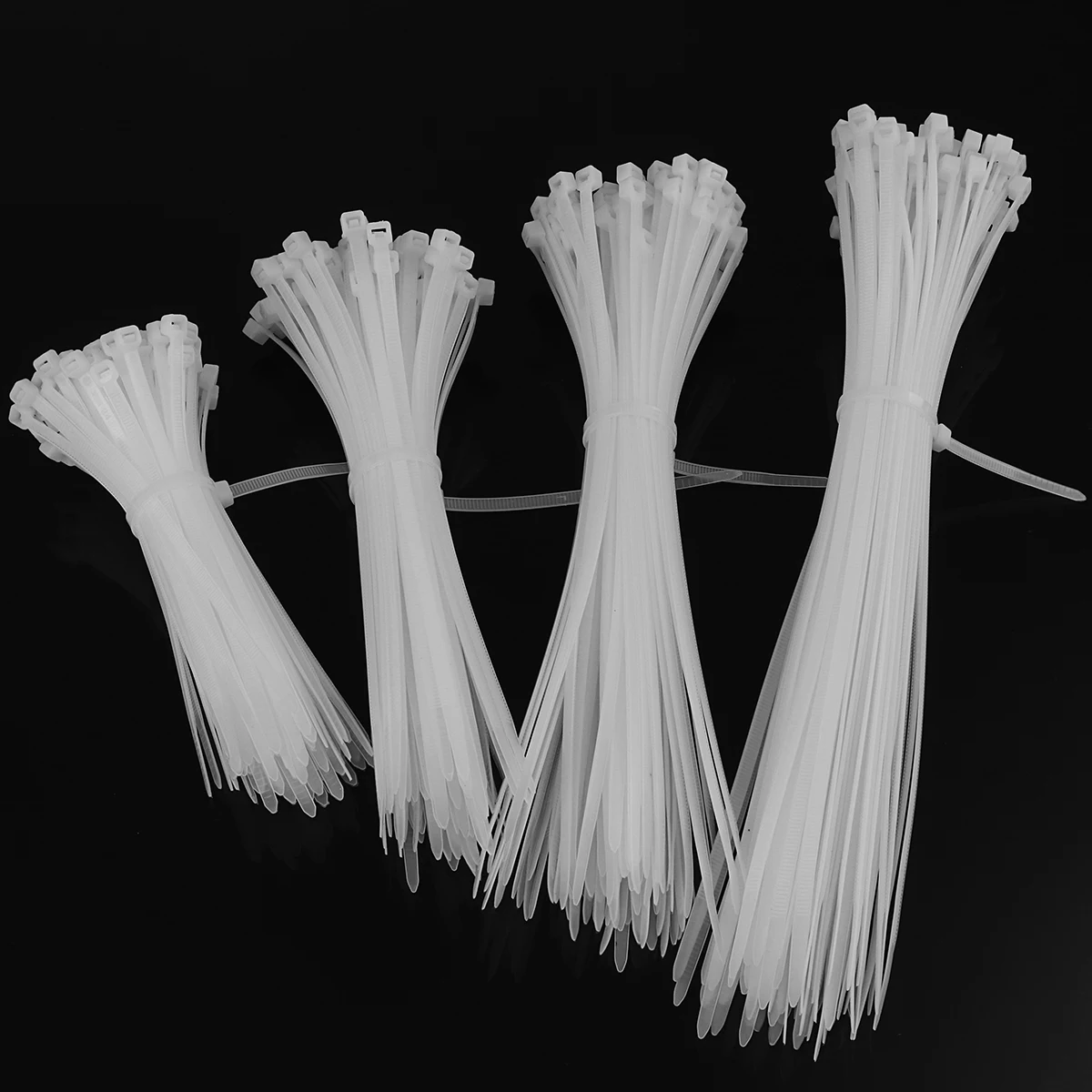 

100pcs White Nylon Plastic Network Cable Zip Tie Cord Strap Self-Locing Wire 150/200/250/300mm Zip Trim Wrap Cable Loop Tie