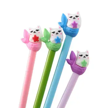 

12 pcs/lot Mermaid Gel Pen Cute 0.5 mm black ink Signature Pen Escolar School Office writing Supplies Promotional gift