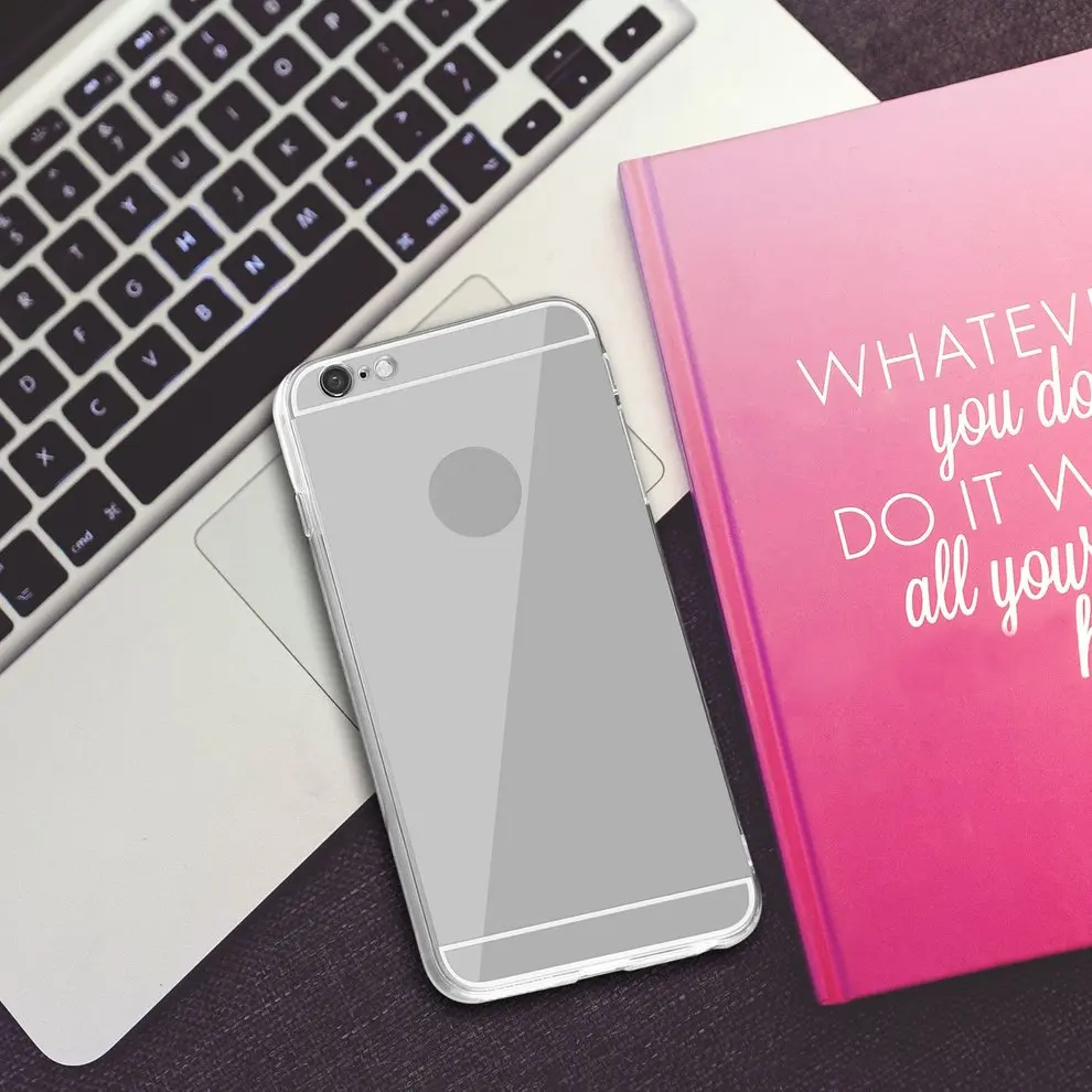 

2 Pcs New Ultra-thin Soft Silicone Cover Plating Back MakeUp Mirror Phone Case Shockproof Protective Case for iPhone 6/6s Plus