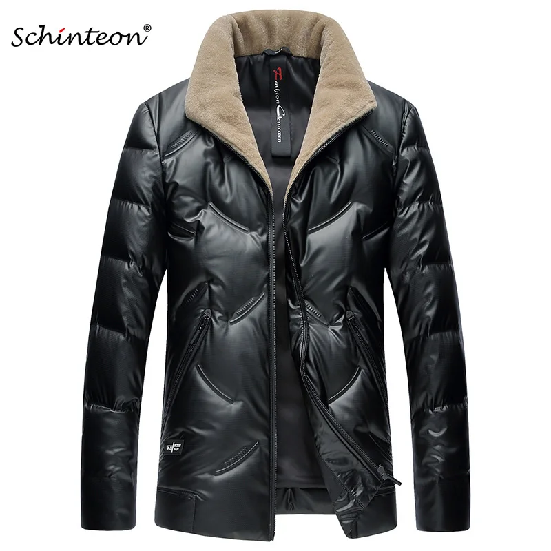 

Schinteon Top Quality Men Warm Down Jacket Waterproof Winter 90% White DucK Down Outwear 100% Real Wool Collar Coat