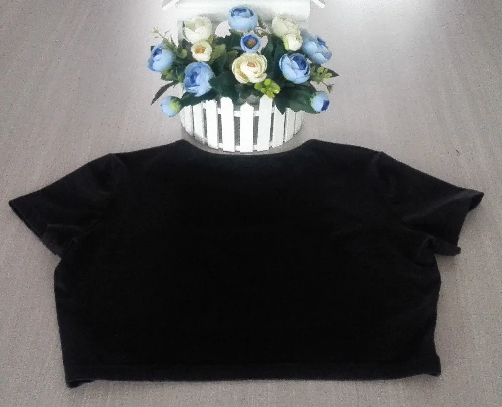 Мода custom дамы сексуальное черное печати О Шеи лучших урожай простой майка женщин