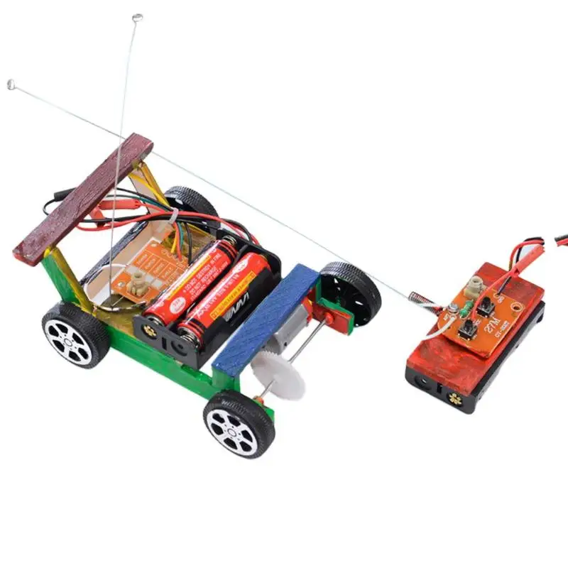 

Creative DIY Remote Control Vehicle Car Model Science Experiment Wooden Assembly RC Toys Science Students Learn FunToy