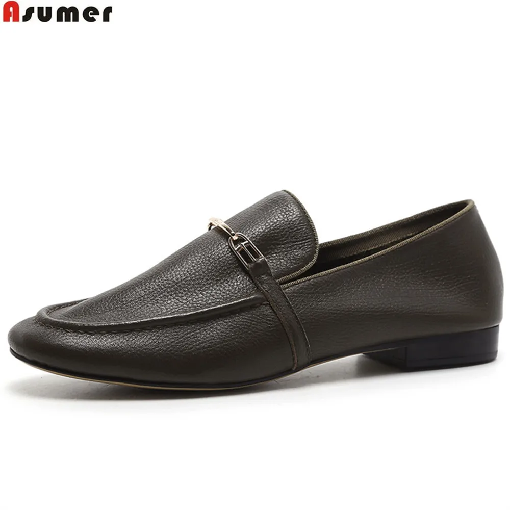 

Asumer black brown fashion spring autumn ladies flat shoes round toe casual brogue shoes women genuine leather flats