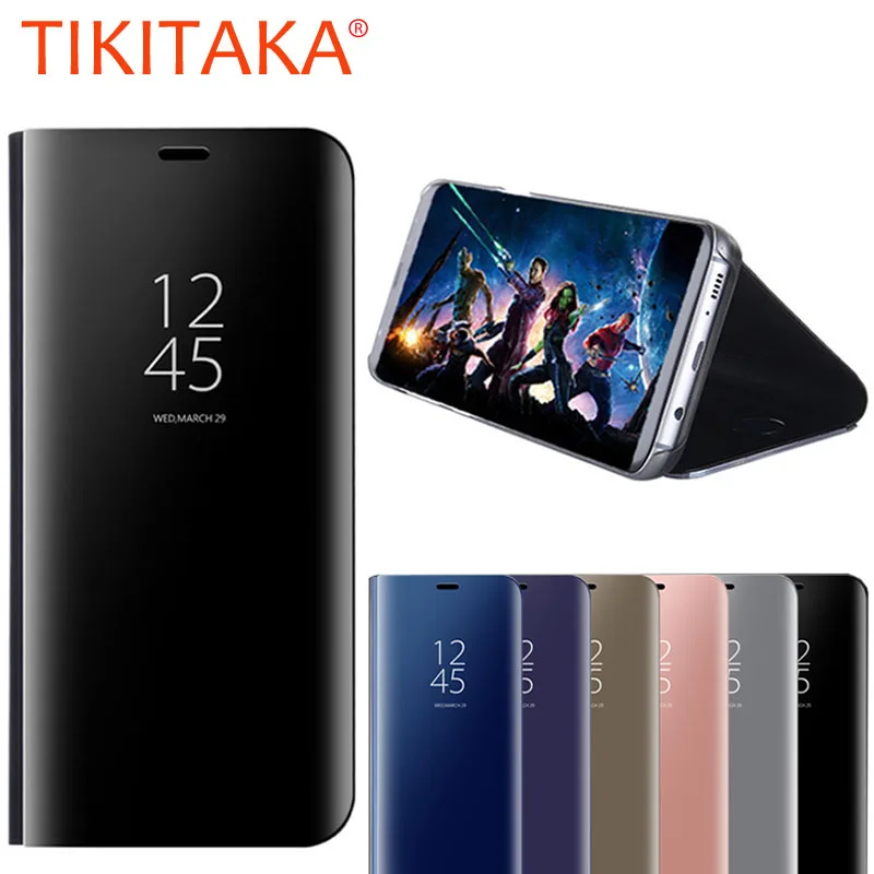 

Luxury Mirror Flip Case For iphone X 8 7 6 6s Plus Fitted Cases Ultra thin Clear View Window Smart Cover PU leather Phone Cases