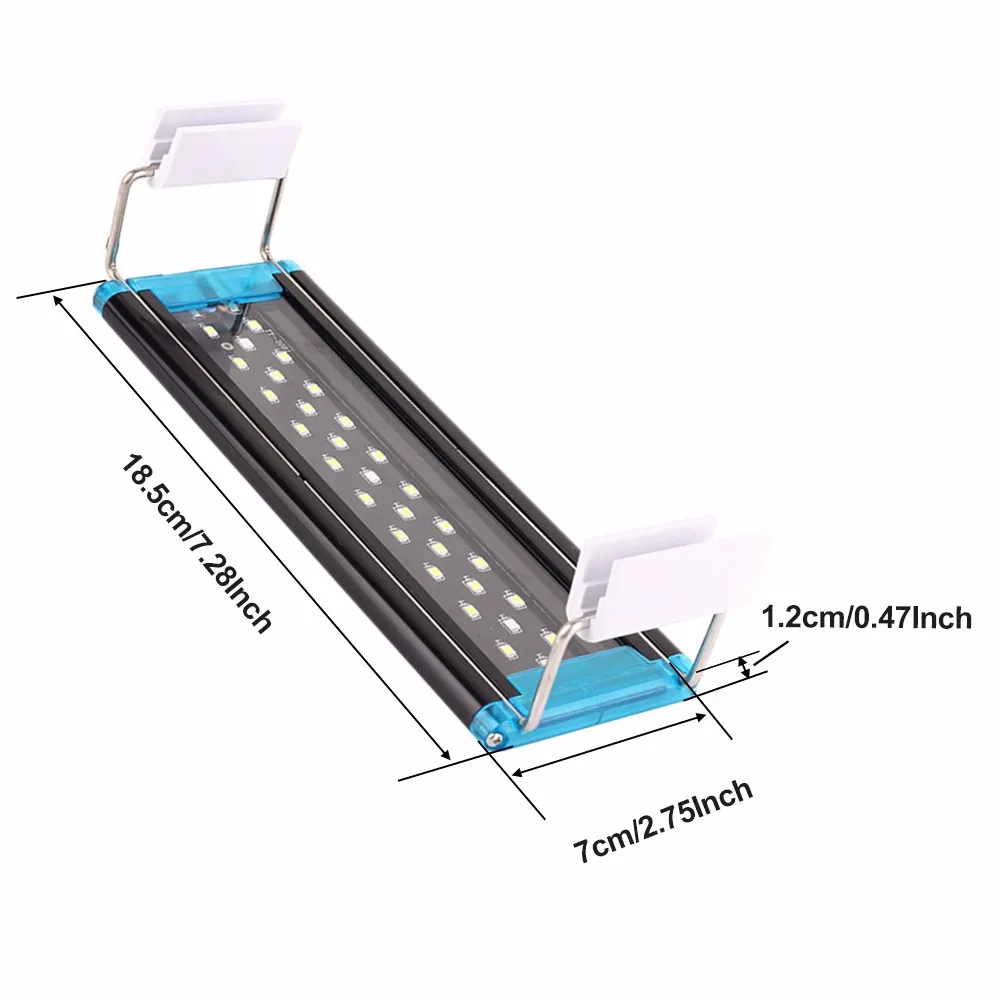 Ультратонкий Светодиодный светильник для аквариумных рыб 4 Вт/5 Вт/6 Вт/8 Вт подводный аквариум синий/белый светильник с выдвижными кронштейнами