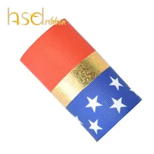 Hsdribbon пользовательские 75 мм 3 дюймов Америка серии узор, золотистые женские Фольга напечатаны на «камень, ножницы, бумага» корсажная лента