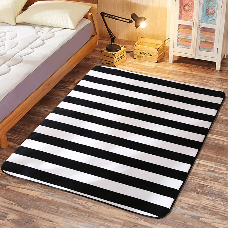 Простые черные/белые полосатые коврики для гостиной, дома, спальни, коврики и ковры для детской комнаты, для кабинета, коврик для кофейного столика