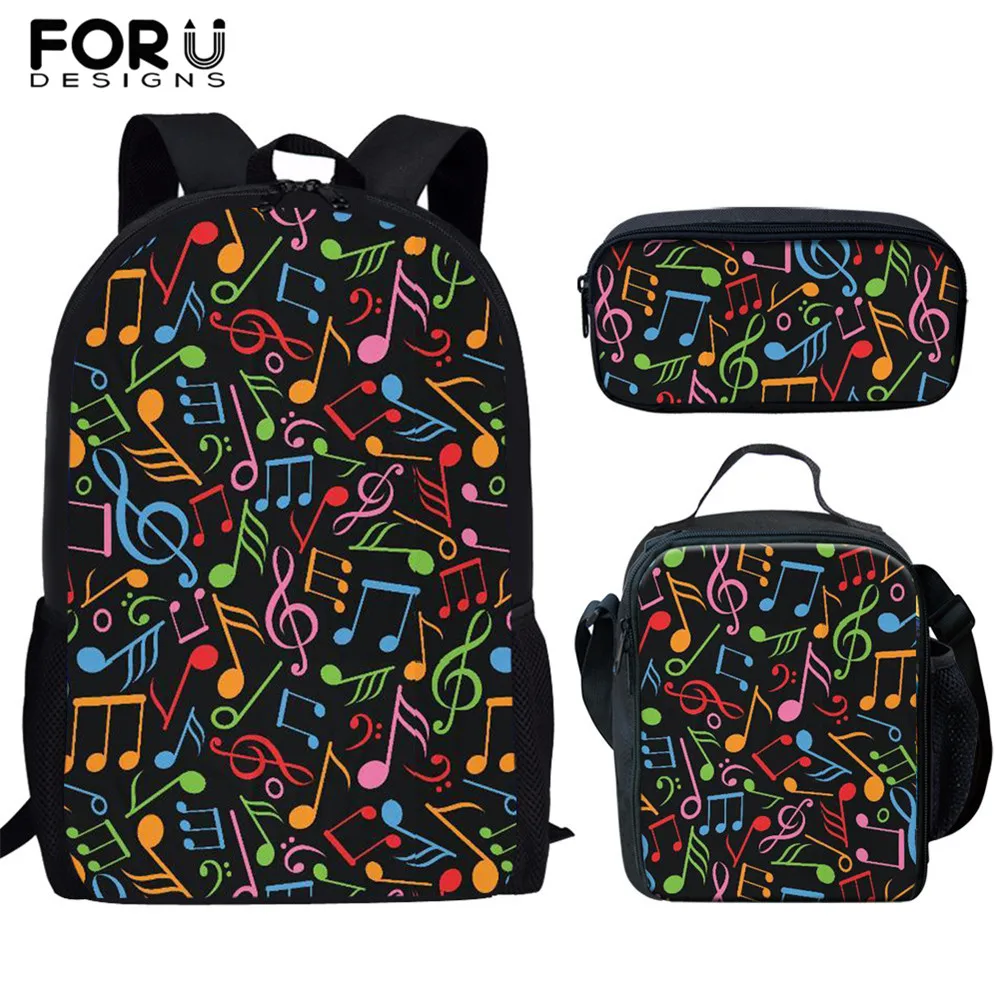 FORUDESIGNS/набор красочных школьных сумок с принтом нот, школьный рюкзак, сумка для книг, ранец для девочек-подростков, рюкзак Mochila Escolar