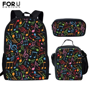 

FORUDESIGNS Colorful Music Notes Print School Bags Set School Backpack Book Bag Satchel Teenagers Girls Rucksack Mochila Escolar