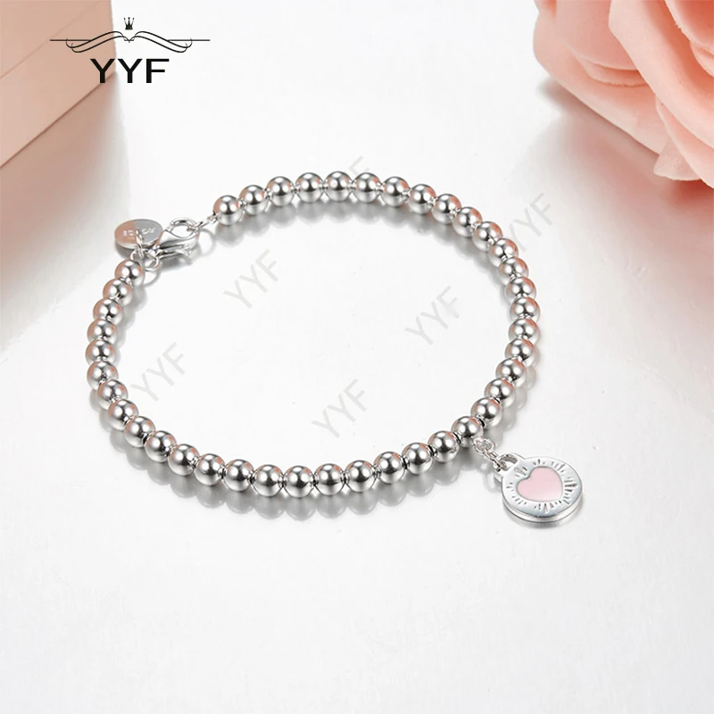 

PY original 100% 1:1 S925 Light Pink Heart Bracelet TIFF charm elegant temperament accessories Valentine's Day gift