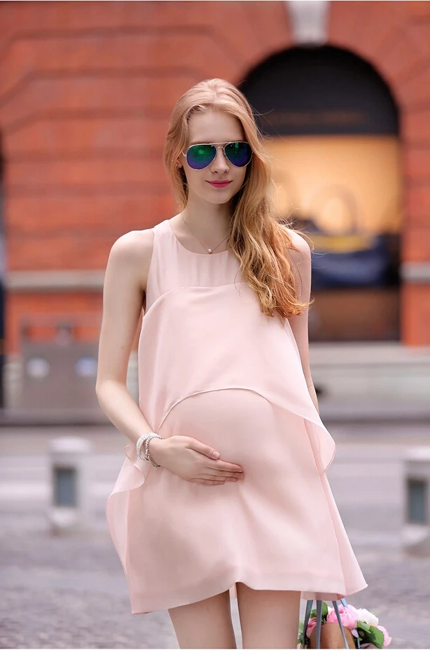 Women's Maternity Clothes Chiffon Dress Summer Princess Cool Top
