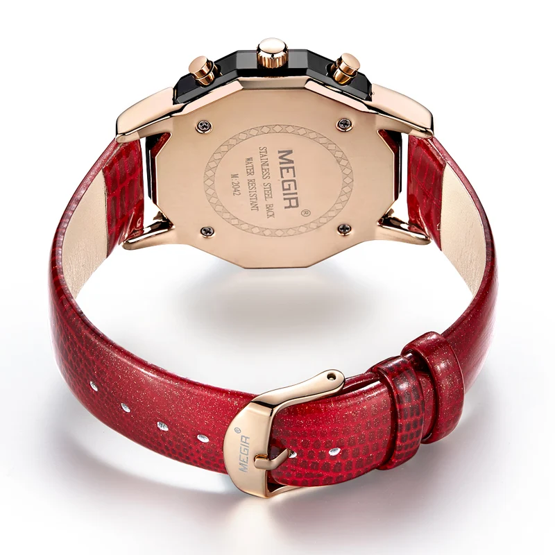 MEGIR Лидирующий бренд женские часы женские кожаные кварцевые наручные часы дамские модные водонепроницаемые светящиеся часы Relogio Feminino