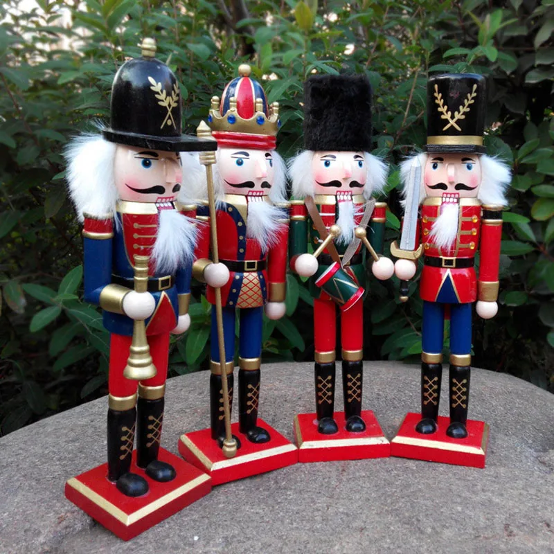 30 см деревянный Щелкунчик фигурные статуэтки рождественские украшения для дома кукла-Щелкунчик настольные ремесла подарки для детей 35