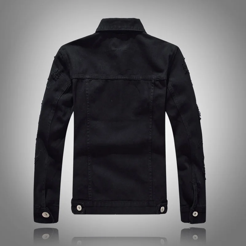 Autumn Winter Fashion Men Jacket Streetwear Punk Style Denim Destroyed Bomber Jacket Men Streetwear Hip Hop Jacket Man Coats