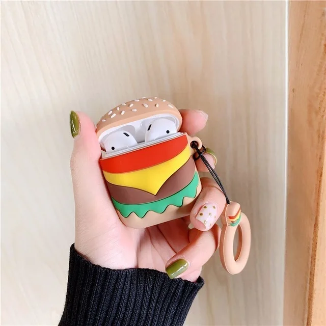 Чехол для Apple Airpods милые Burger fries мультфильм Беспроводной гарнитура bluetooth Защитная крышка наушники случае